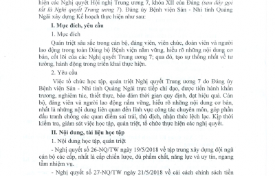 Kế hoạch số 07/KH-ĐUSN v/v Tổ chức học tập, quán triệt, tuyên truyền và triển khai thực hiện các Nghị quyết Hội nghị Trung ương 7,khóa XII của Đảng